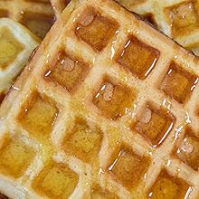 Belgian waffles with maple syrup