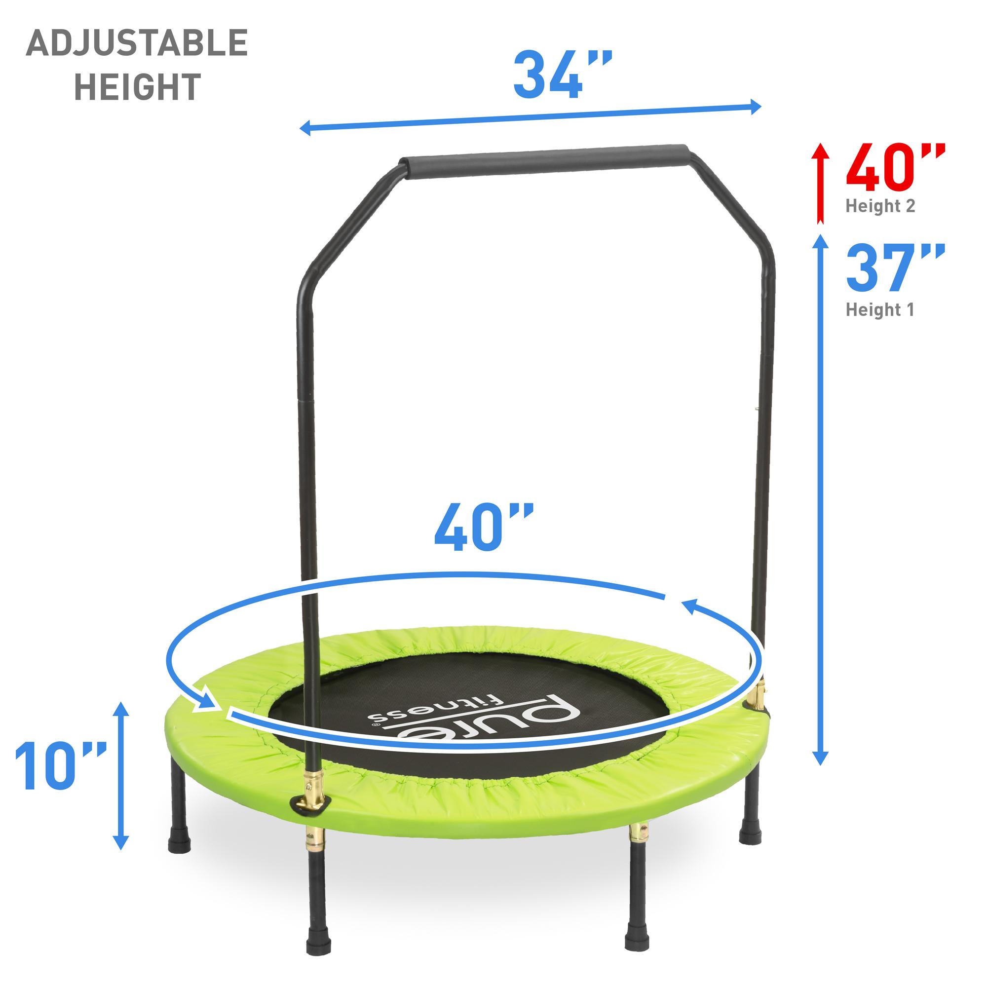 Pure Fitness 40inch Exercise Trampoline with Handrail, Recreational
