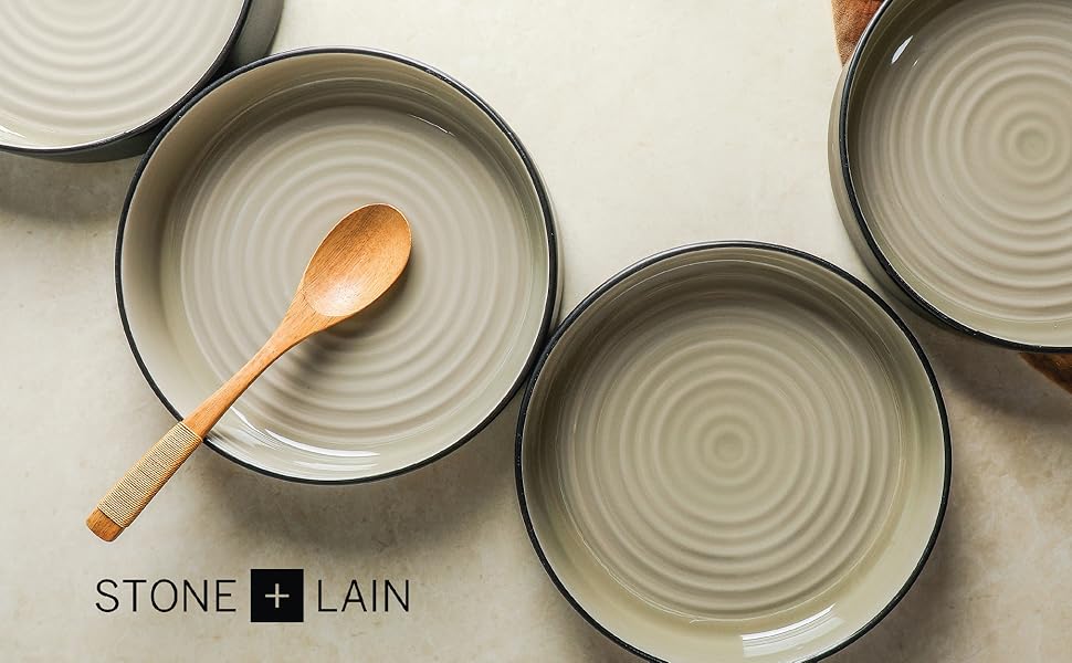 Stone Lain Elica 12-Piece Modern Dinnerware Set Stoneware