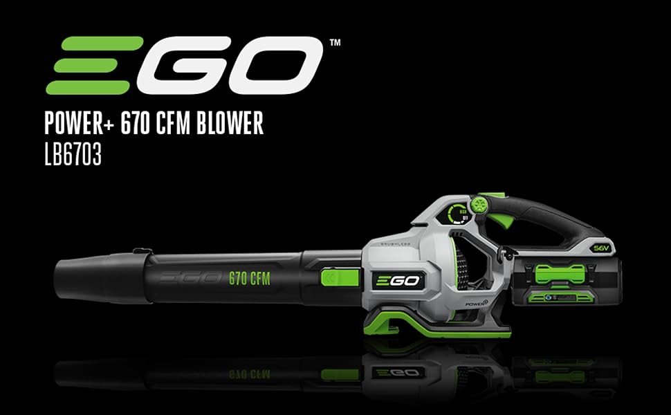 EGO LB6703 670 CFM 180 MPH 56V Lithium-Ion Cordless Electric Variable-Speed Blower Kit with 4.0Ah Battery and 320W Charger Included, Black image