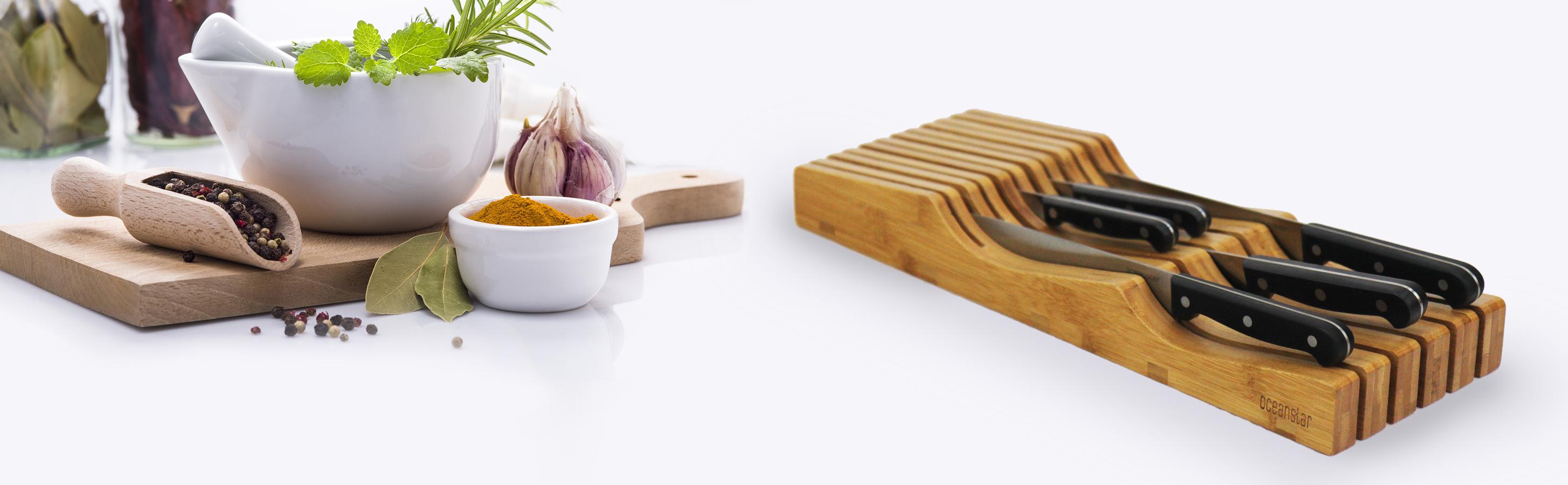 Oceanstar InDrawer Bamboo Knife Organizer Kitchen & Dining