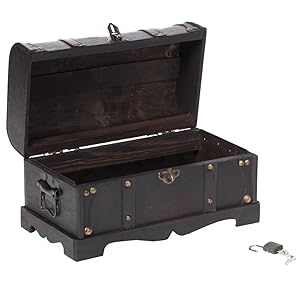 Amazon.com: Vintiquewise Small Pirate Style Wooden Treasure