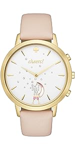 metro vachetta leather hybrid watch