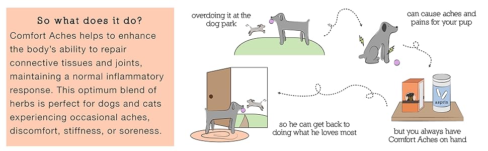 Herbal Pain Relief for Dogs + Cats, For Pet Aches and Pains, Anti-Inflammatory Supplement