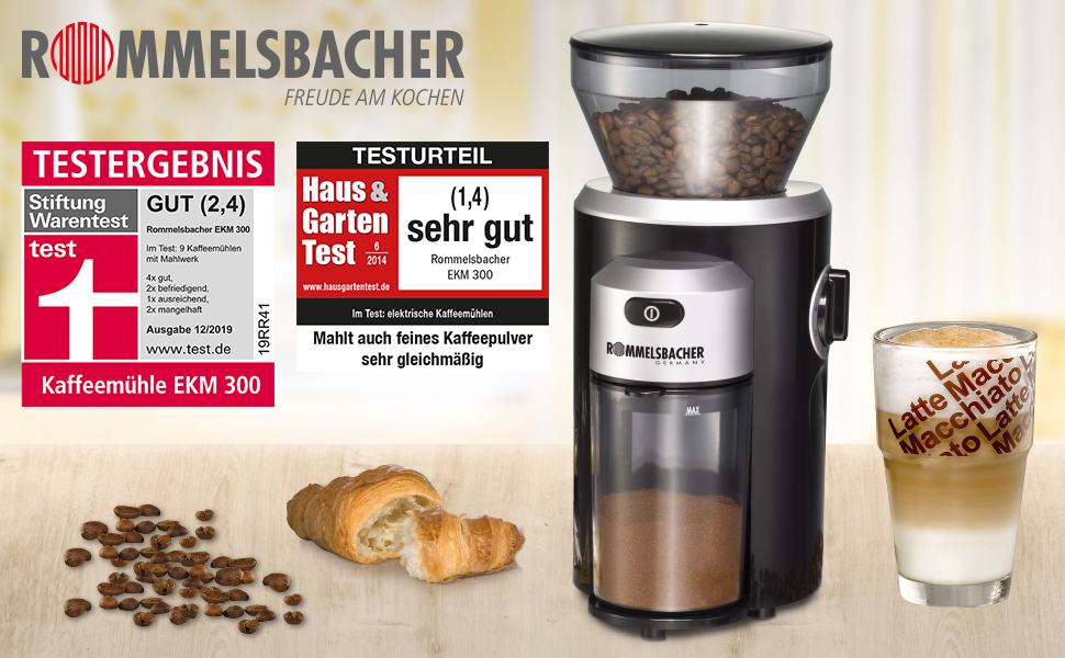 ROMMELSBACHER Kaffeemühle EKM 300 - Kegelmahlwerk aus Edelstahl ...