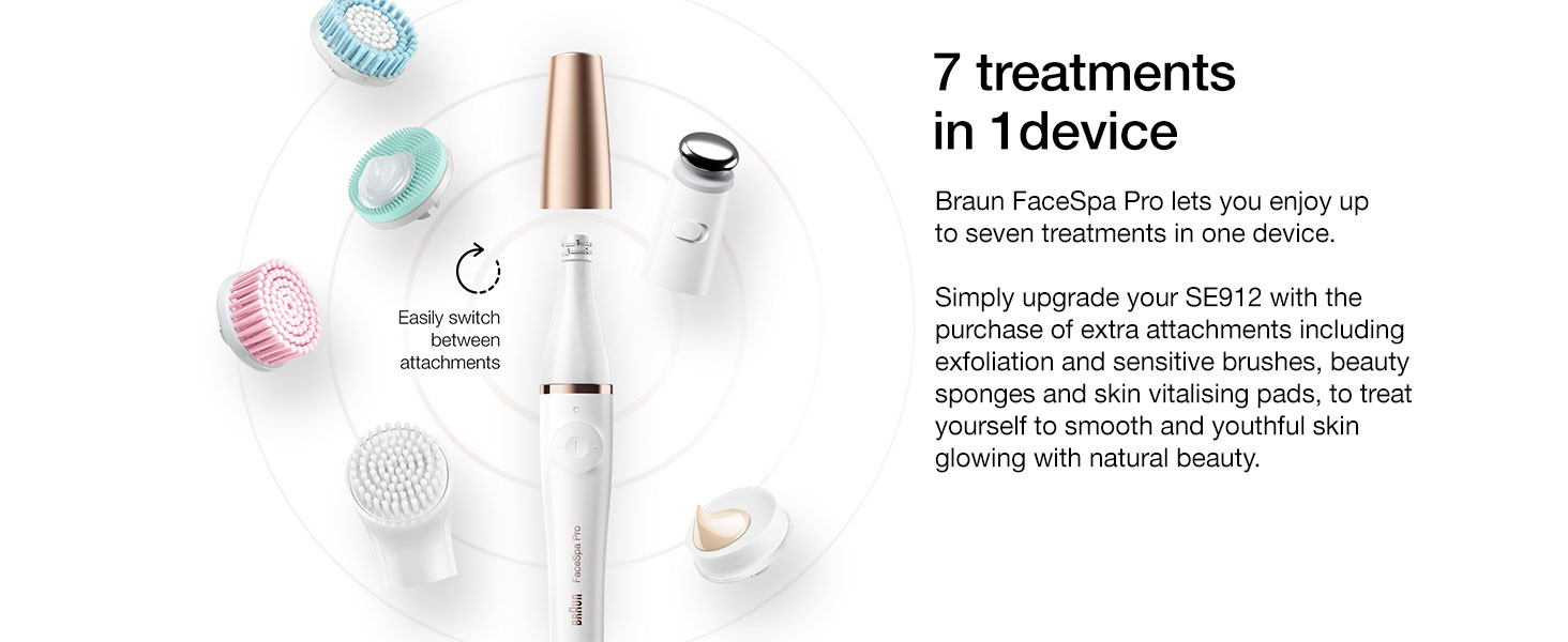 Braun FaceSpa Pro 912 Face Epilator 3in1 Facial Epilation Cleansing