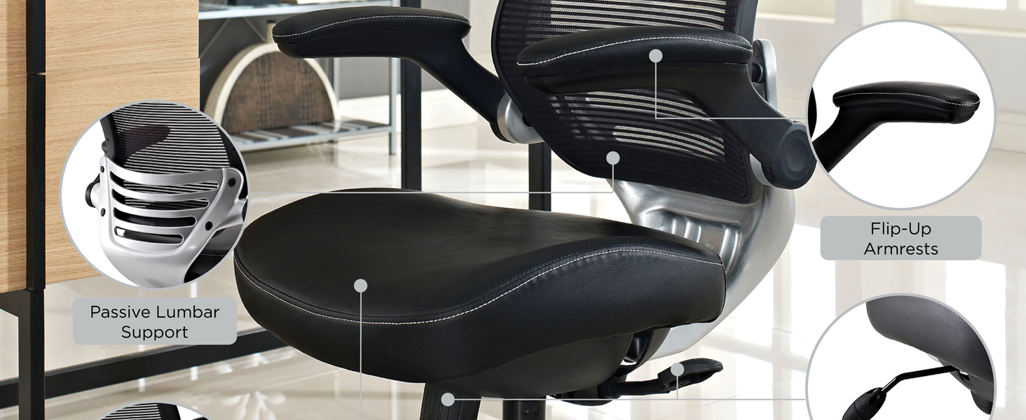 Modway Edge Mesh Back and White Vinyl Seat Office Chair