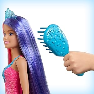 Poupée Princesse Cheveux Longs Fantastiques bicolores - Barbie Dreamtopia 11 Barbie Dreamtopia poupée Princesse Cheveux Longs Fantastiques bicolores avec brosse