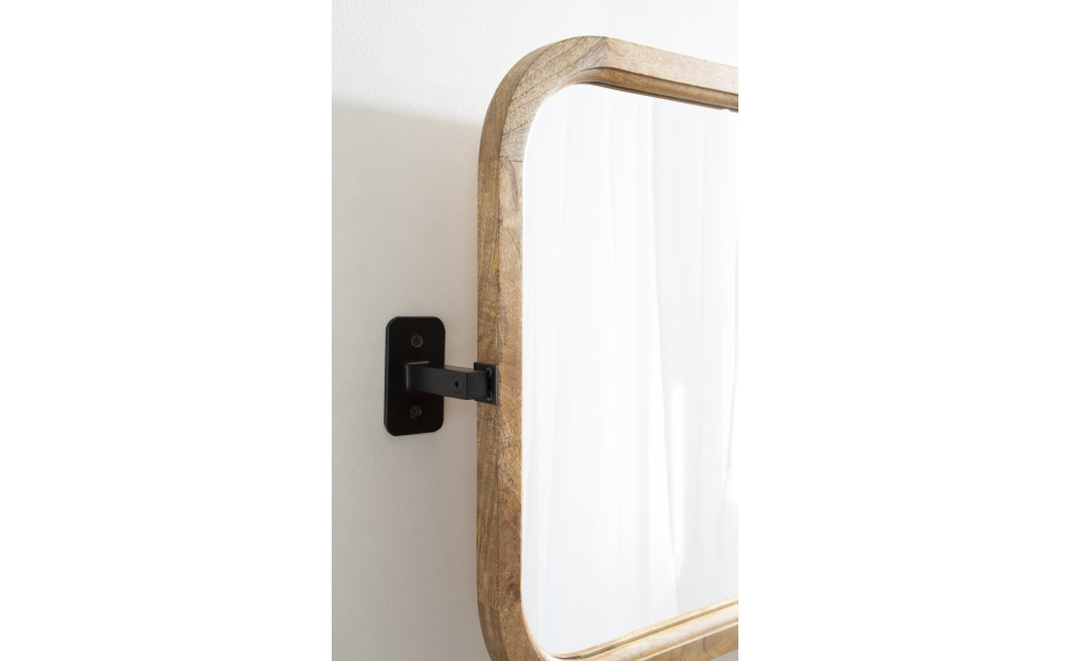 Kate and Laurel Hogan Wood Rounded Rectangle Pivot Mirror, 20 x 33, Natural Brown