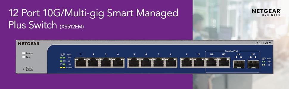 USED NETGEAR XS512EM 12ポートスイッチ 10G 12-Port 10G-Gigabit/Multi-Gigabit Ethernet Easy Smart