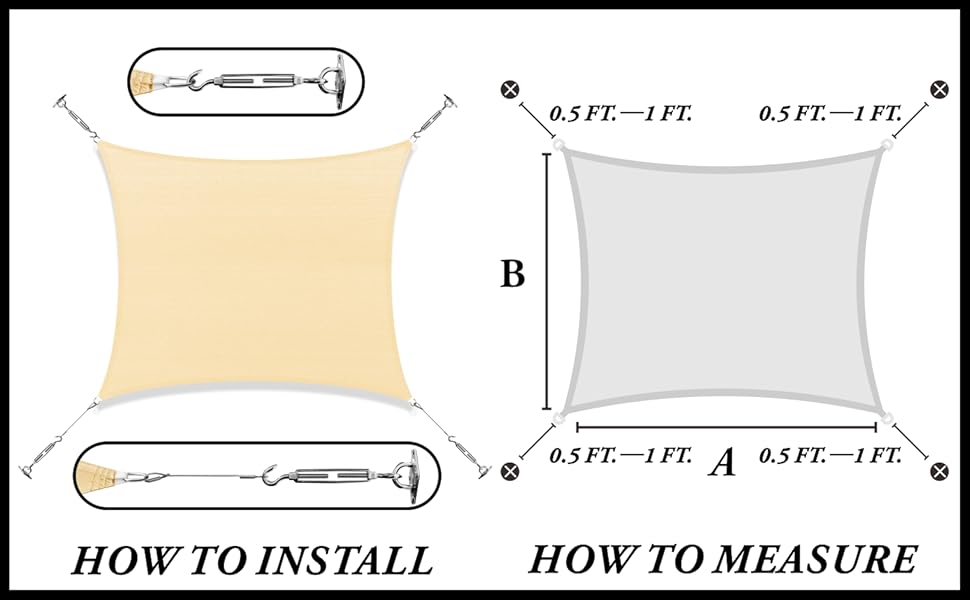 Royal Shade 8' x 12' Beige Rectangle Sun Shade Sail Canopy