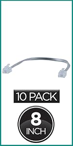 Telephone Line Cord Gray 8 inch 10 pack 