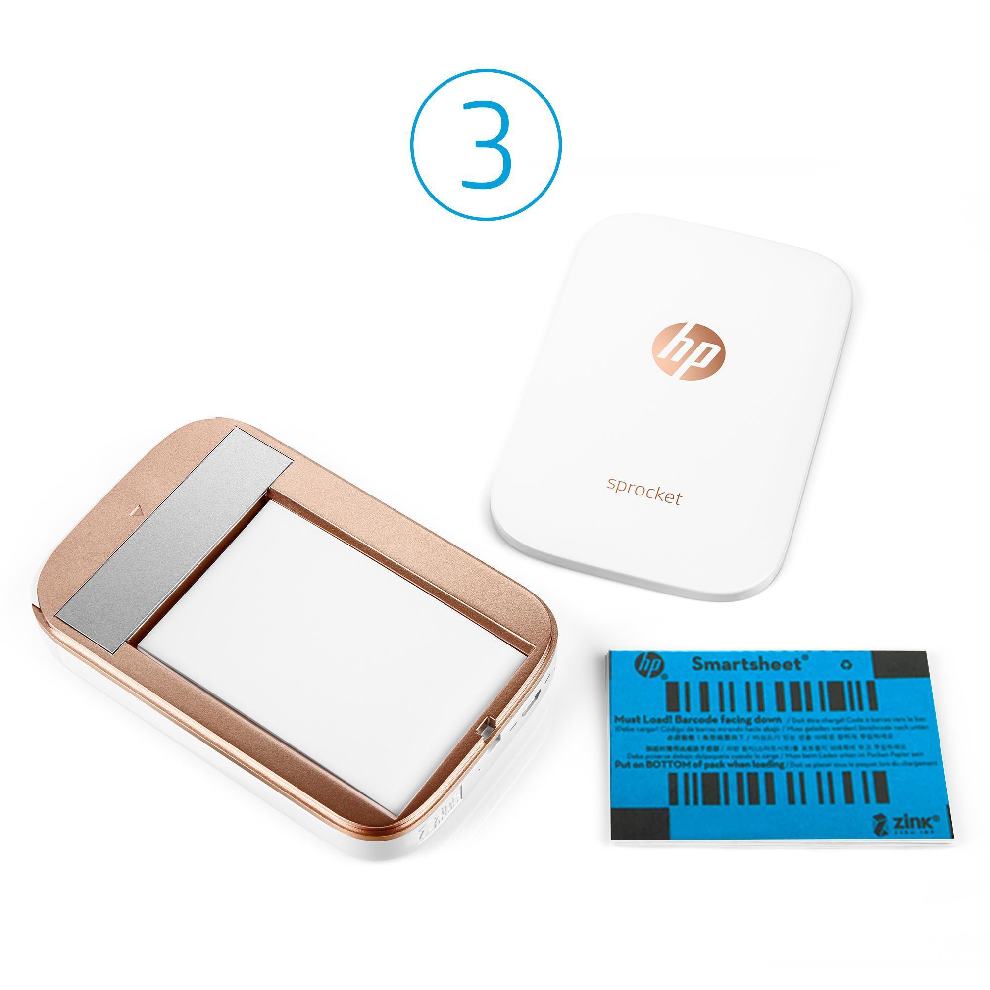 HP Sprocket Photo Printer Limited Edition, White and Rose Gold Gift Set