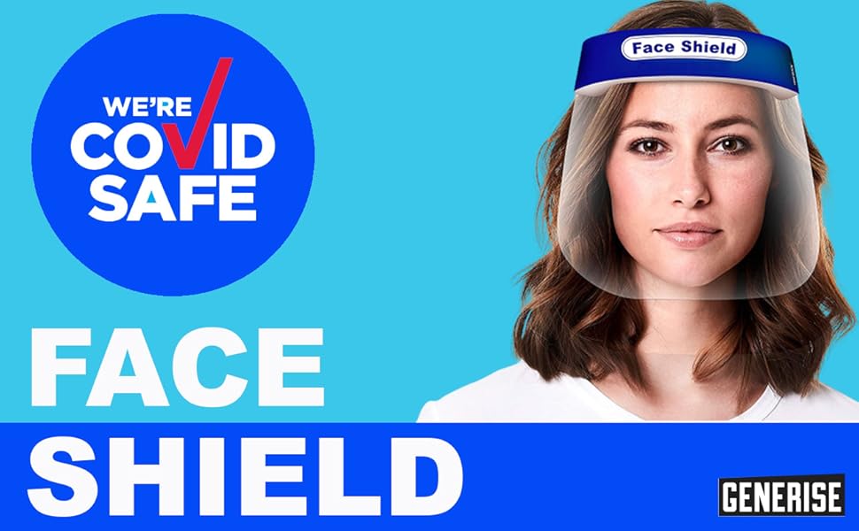 Face Shield Visor x5 GENERISE Protective Full Face Shields Clear