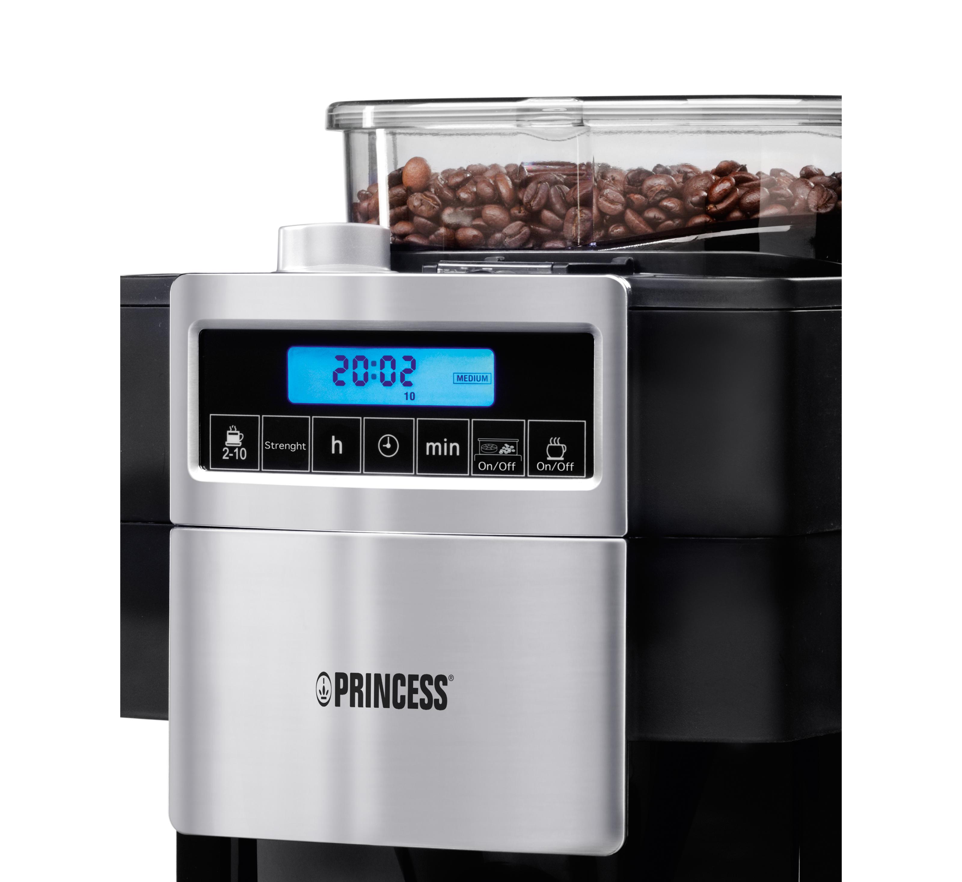 Princess 249402 - Cafetera con molinillo Deluxe, capacidad 1.25 l ...