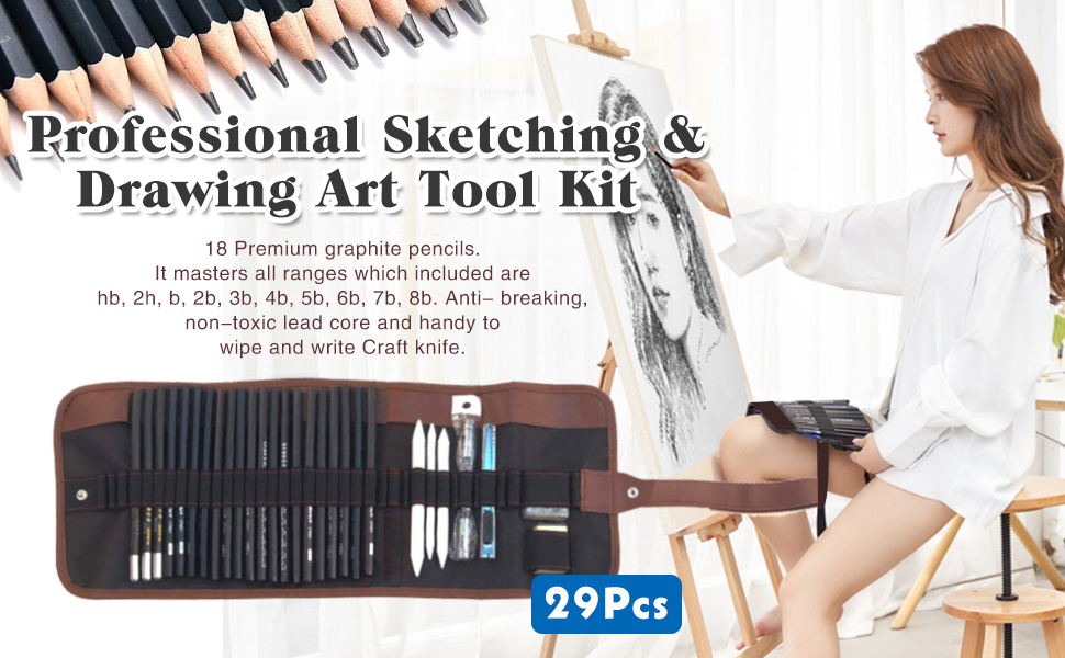 Futurekart 29 Pcs Professional Sketching & Drawing Art Tool Kit with