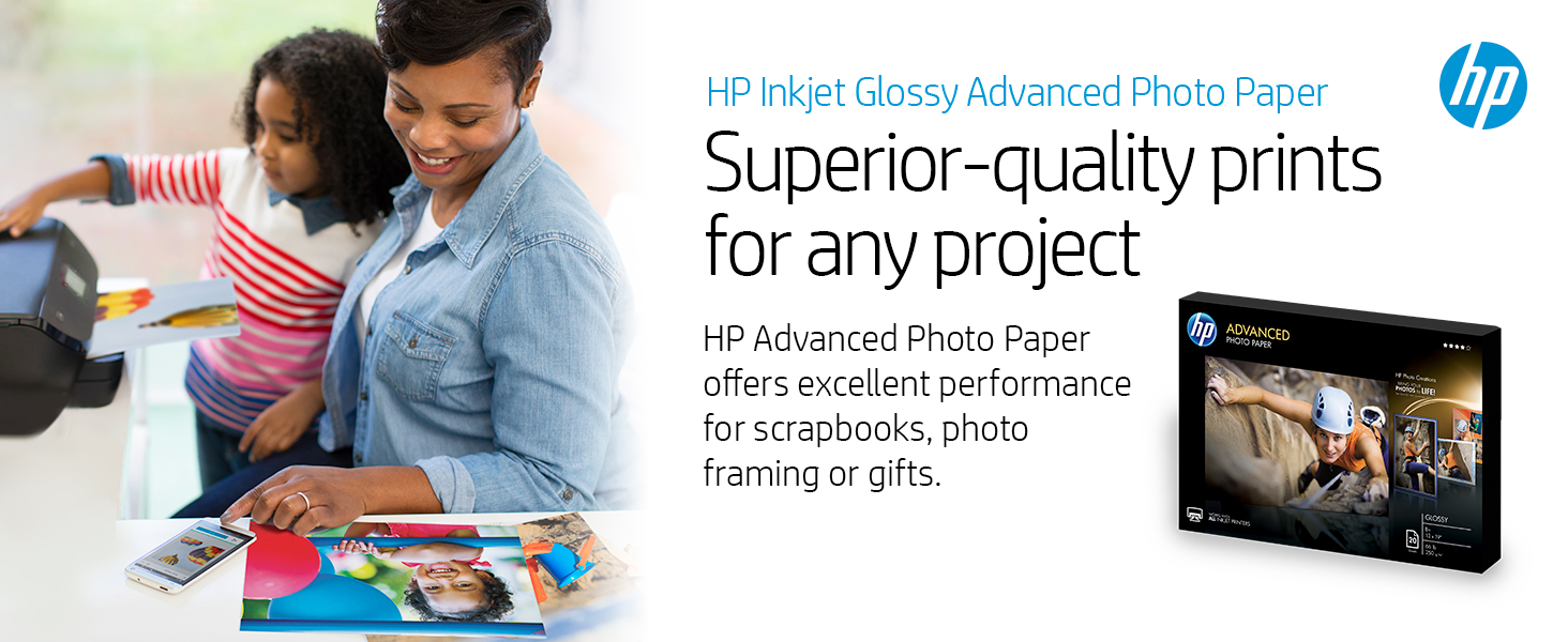 HP Photo Paper Advanced, Glossy, (13x19 inch), 20 sheets Inkjet Printer Ink