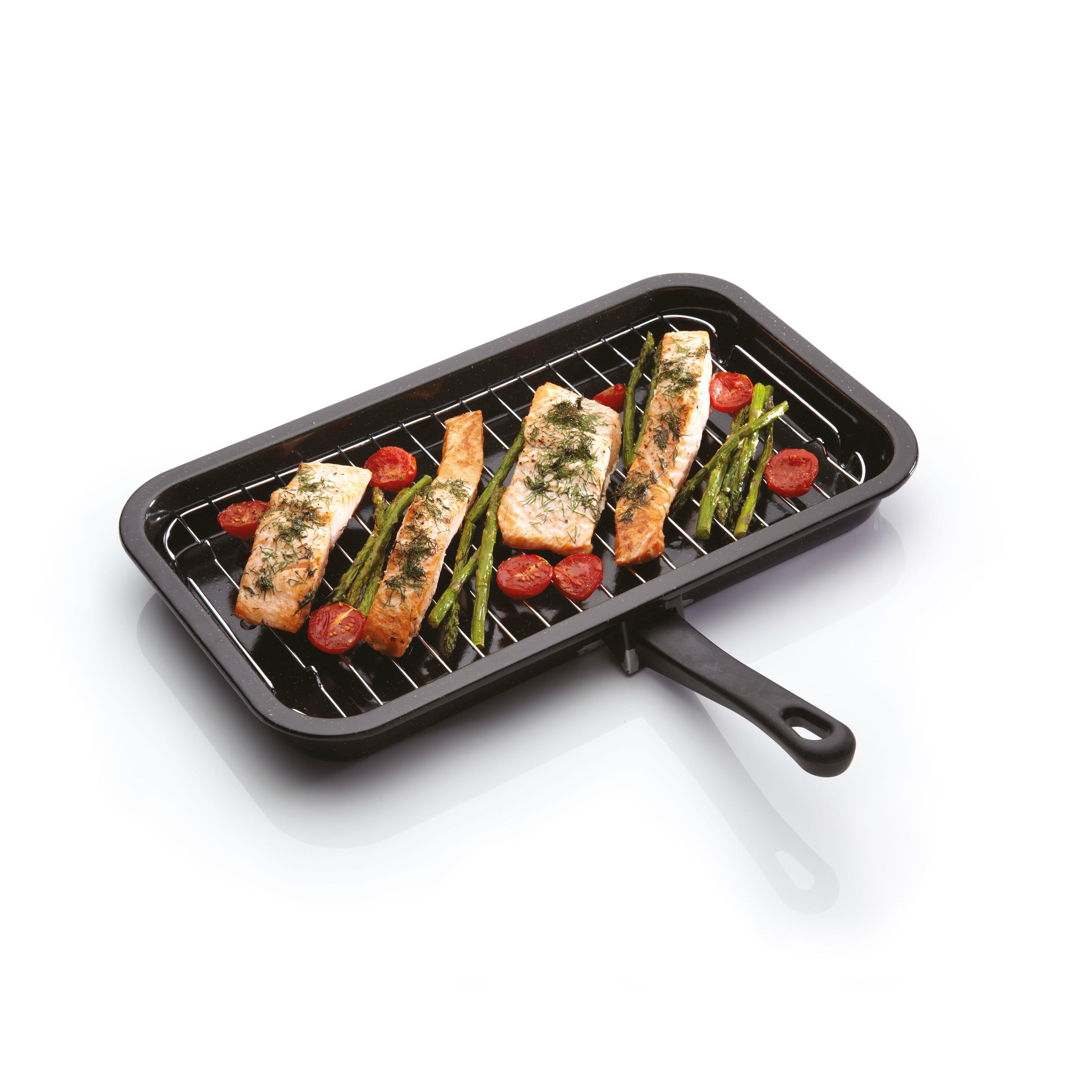 KitchenCraft Universal Enamel Grill Pan with Detachable Handle, 40 x 23