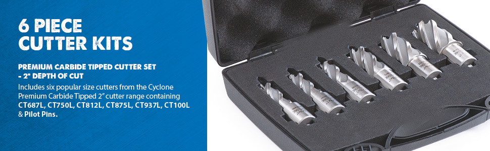 6 Piece Cutter Kits - Carbide Tipped Annular Cutters