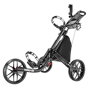 CaddyTek EZFold 3 Wheel Golf Push Cart, Lime Sports