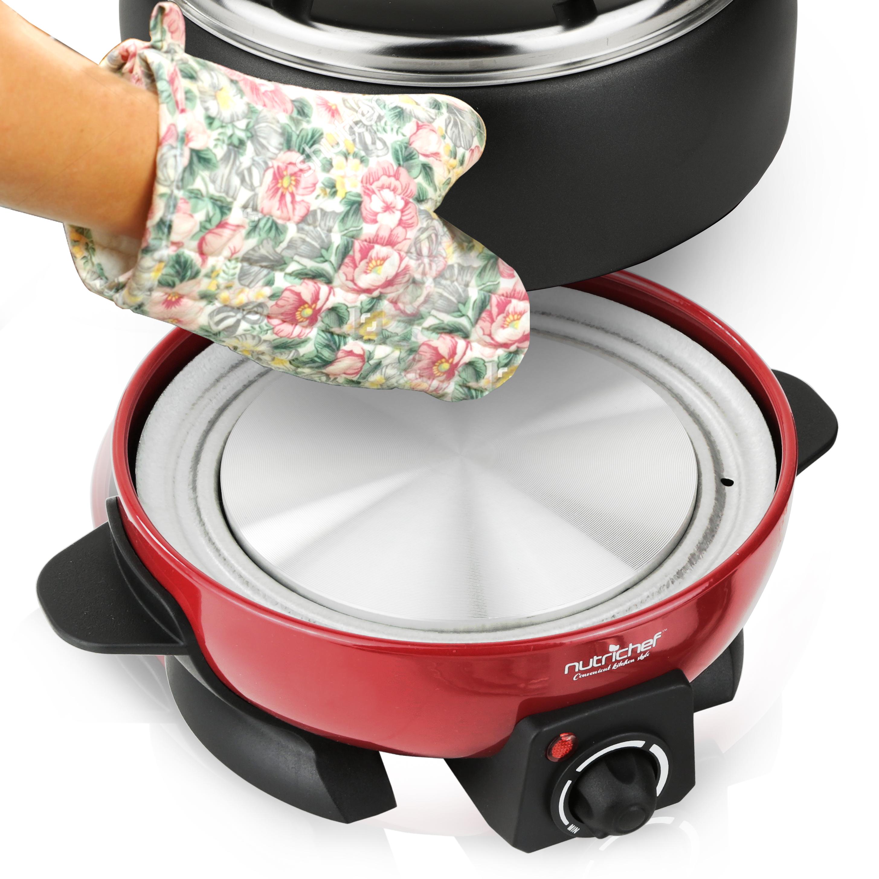 NutriChef Countertop Fondue Pot Electric Fondue Set Melting Pot