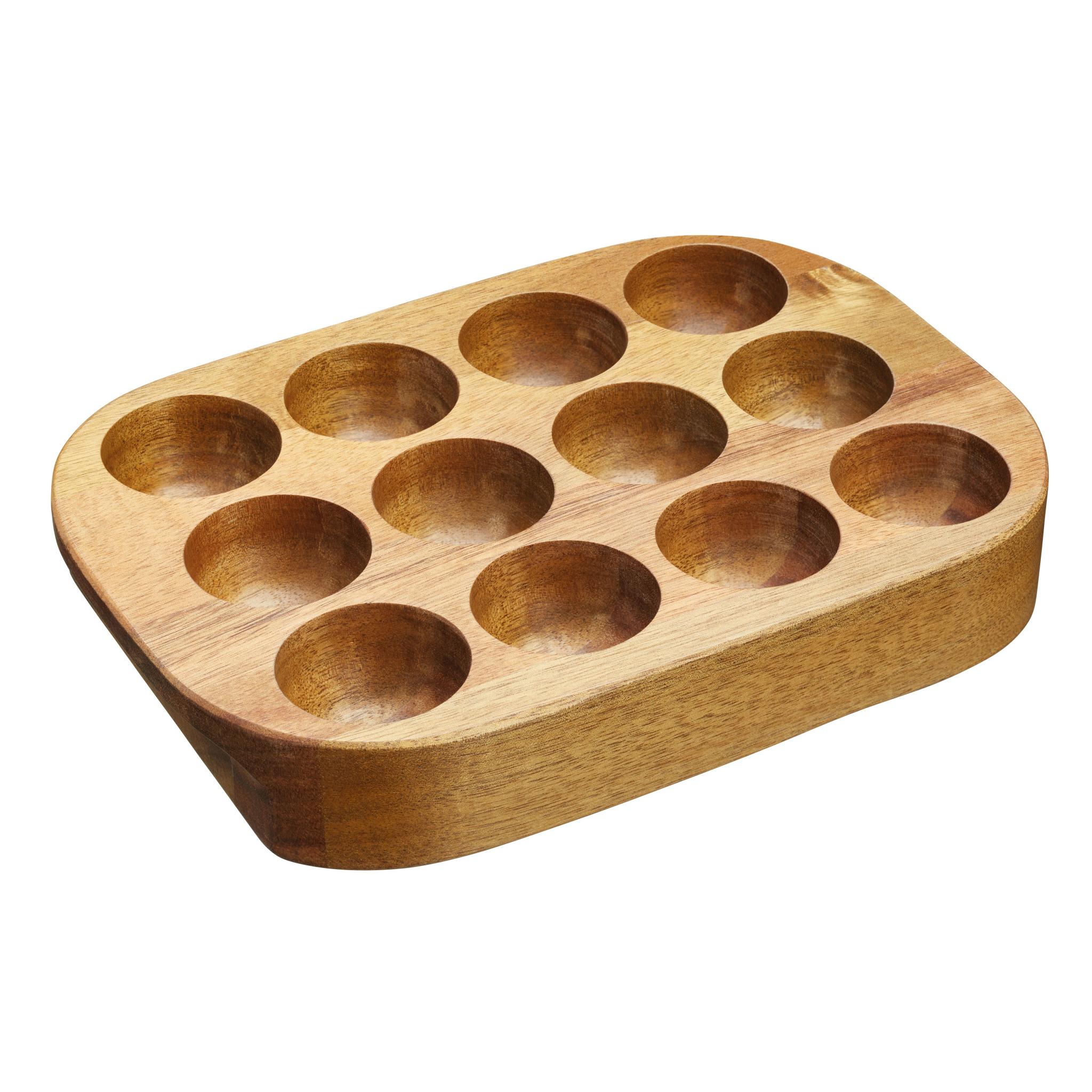 KitchenCraft Natural Elements Wooden Egg Holder Rack with Carry Handles