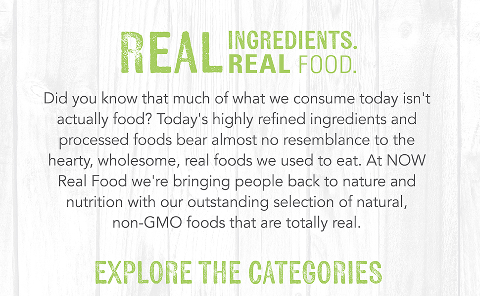 Infographic on NOW Real Foods offerings
