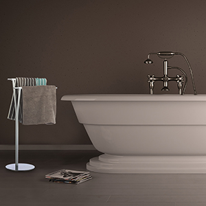 Relaxdays Toallero de Pie 2 Brazos, Acero Cromado, Blanco ...