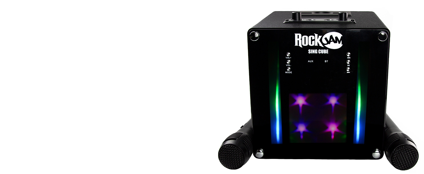 RockJam Singcube 5 Watt Bluetooth Karaoke Machine with Dual Microphones