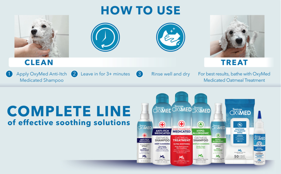 TropiClean OxyMed Medicated Anti Itch Shampoo for Pets, 20oz Made in USA