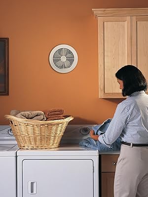 Broan 512 Room-to-Room Wall Utility Fan, 6-Inch 90 CFM 3.5 Sones, White Round Plastic Grille