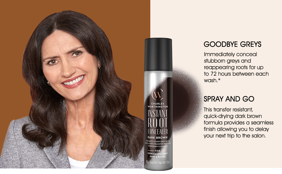 Charles Worthington Instant Root Concealer Spray Dark Brown Amazon