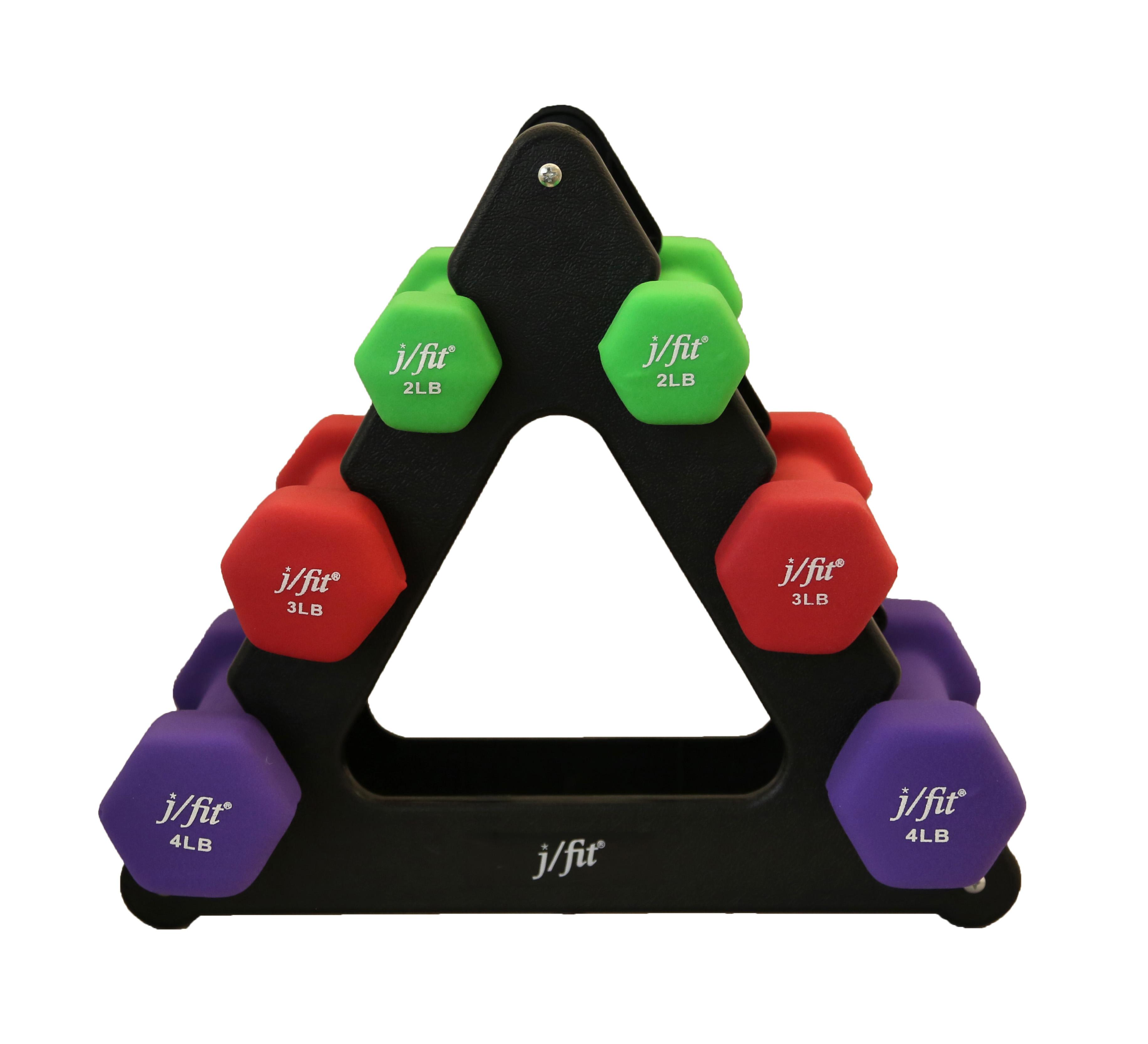j/fit Dumbbell Set w/Durable Rack Solid Design Double