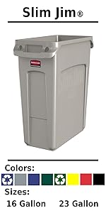 Rubbermaid Commercial Products Slim Jim Trash Can Thin Container Under Counter Cabinet Easy Access