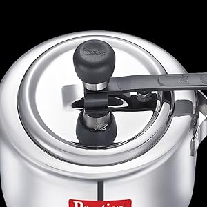 Prestige Svachh Straight Wall Aluminium Pressure Cooker, with deep lid for Spillage Control SPN-FOR1