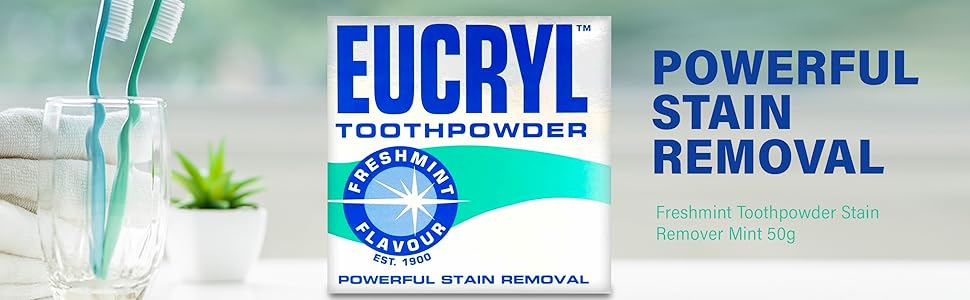 Eucryl, Toothpowder, Tooth stain remover, teeth whitening, teeth whitening powder; teeth whitener;