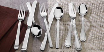 flatware; silverware; dinnerware; fork set. knife set. stainless steel flaware; mikasa flatware