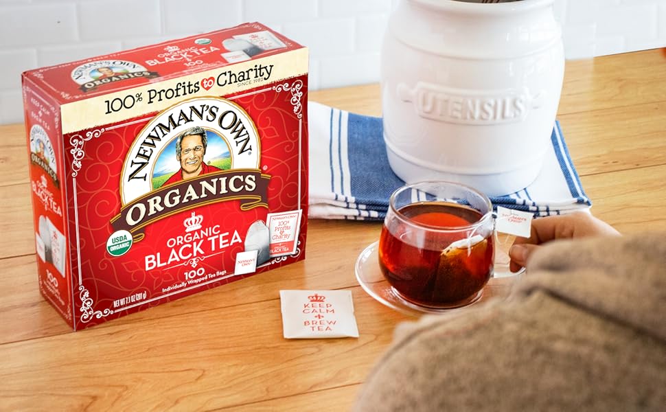 Newman's Own Organics Black Tea, 100 Individually Wrapped