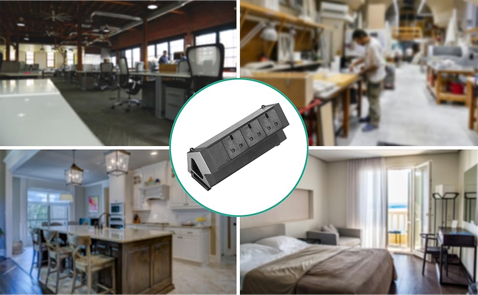 USB-Verlängerungskabel, 4-fach, mit Steckplätzen, Stecker für Küche, Netzteil, lang, Schwarz