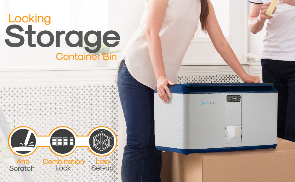 Serene Life 21 Gallon Locking Storage Container Tough Durable Plastic