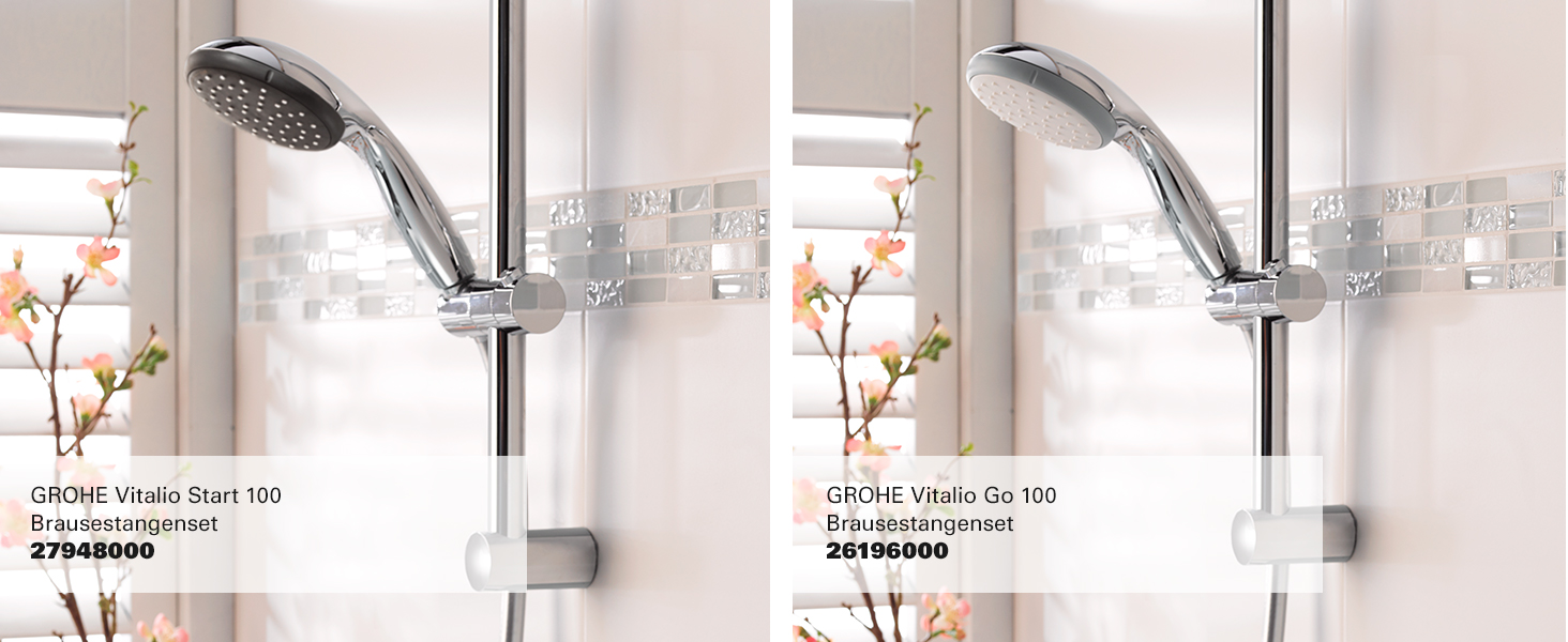 GROHE Vitalio Start 100 Handbrause (wassersparend, 3 Strahlarten, universale Befestigung