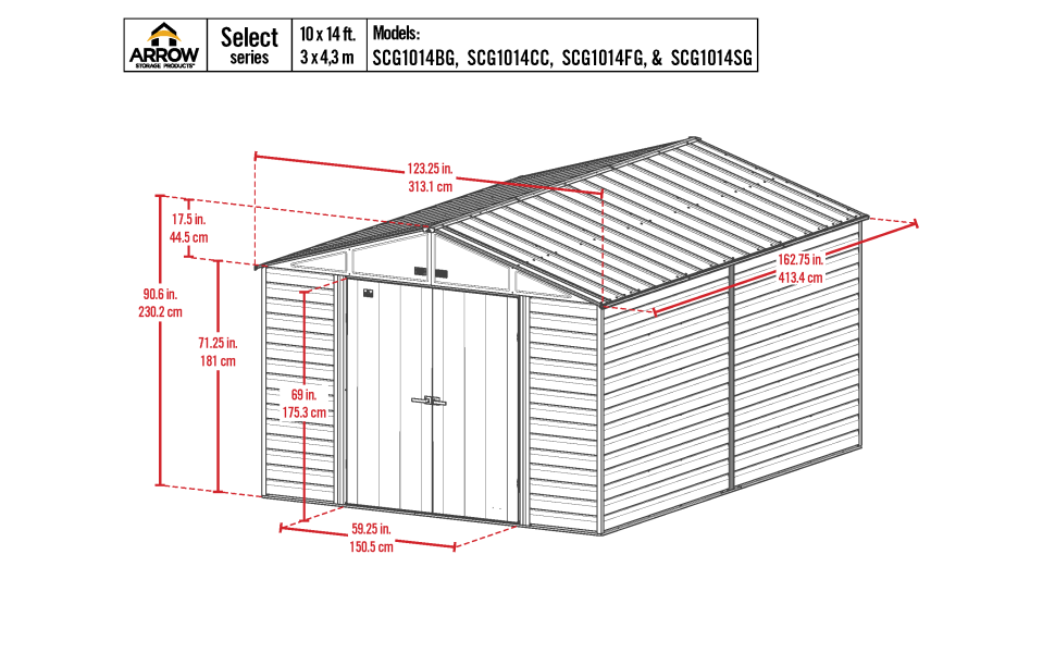 Arrow Shed Select 10' x 14' Outdoor Lockable Steel Storage