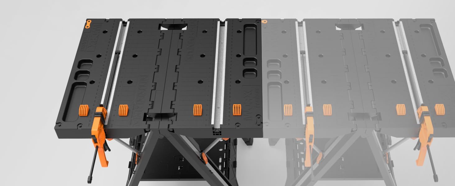 Bar Clamps WORX Clamping Sawhorse Pair with Bar Clamps Builtin Shelf