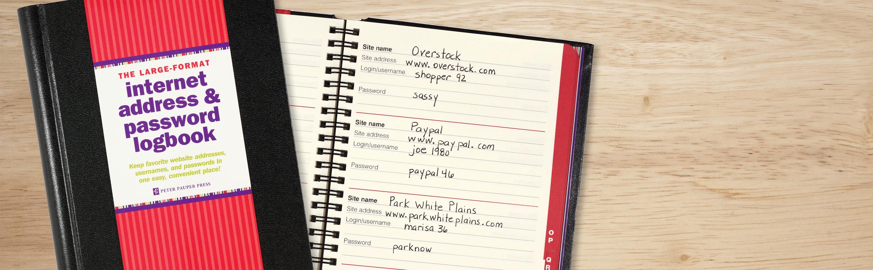 LargeFormat Address & Password Logbook (removable cover band