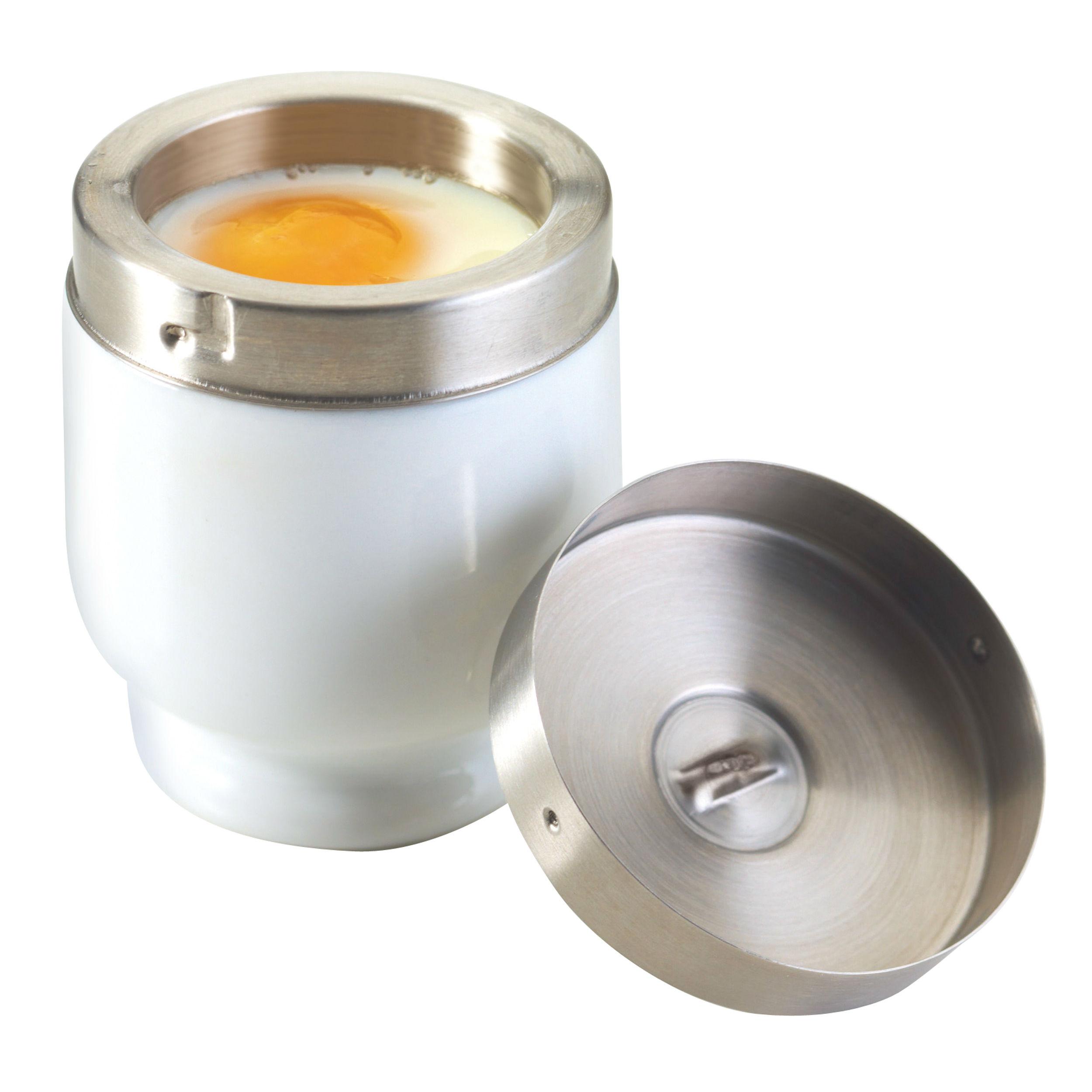 KitchenCraft Traditional Porcelain Egg Coddler with Stainless Steel Lid