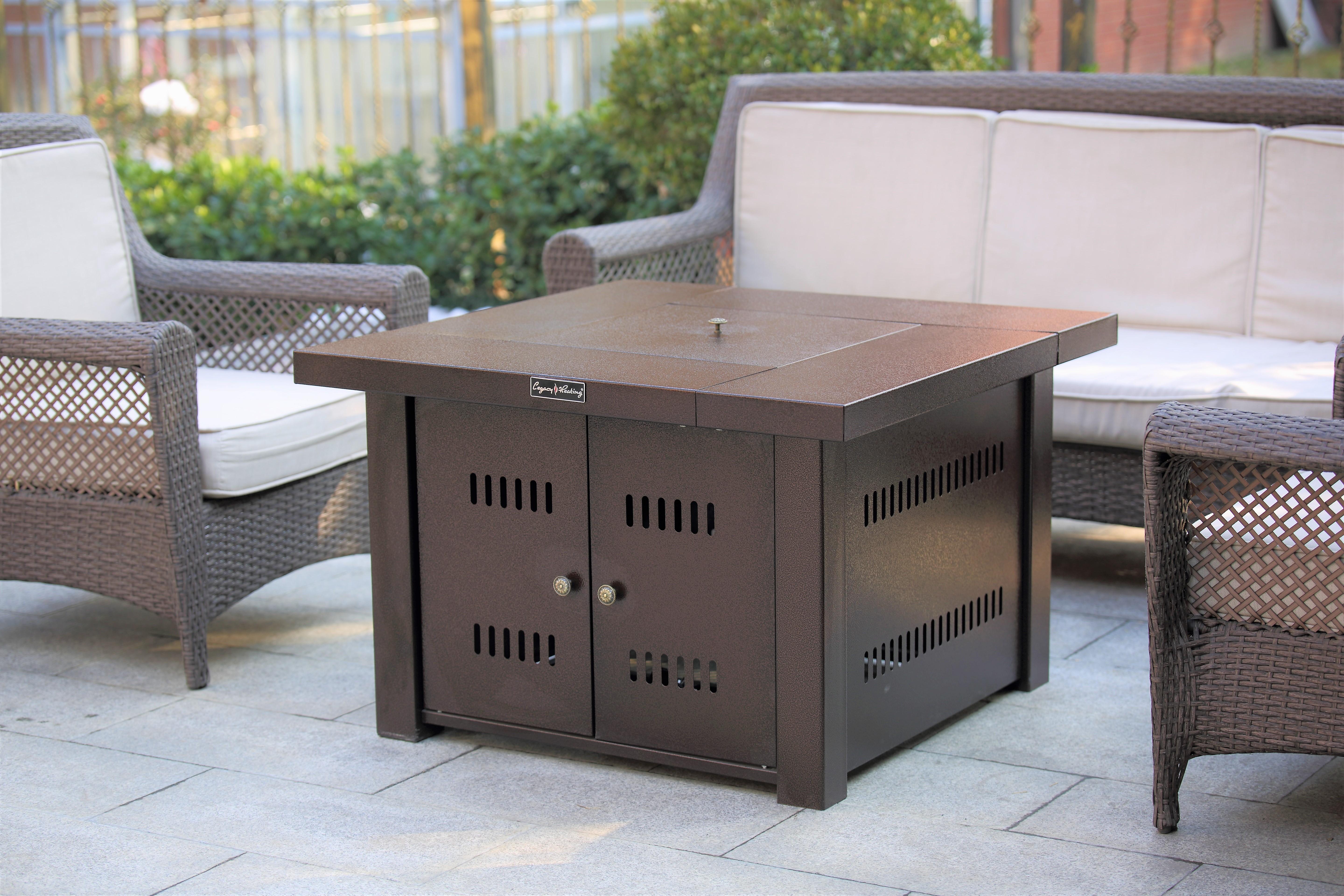 Legacy Heating, 38Inch Square Fire Pit Table, Bronze Powder Coated
