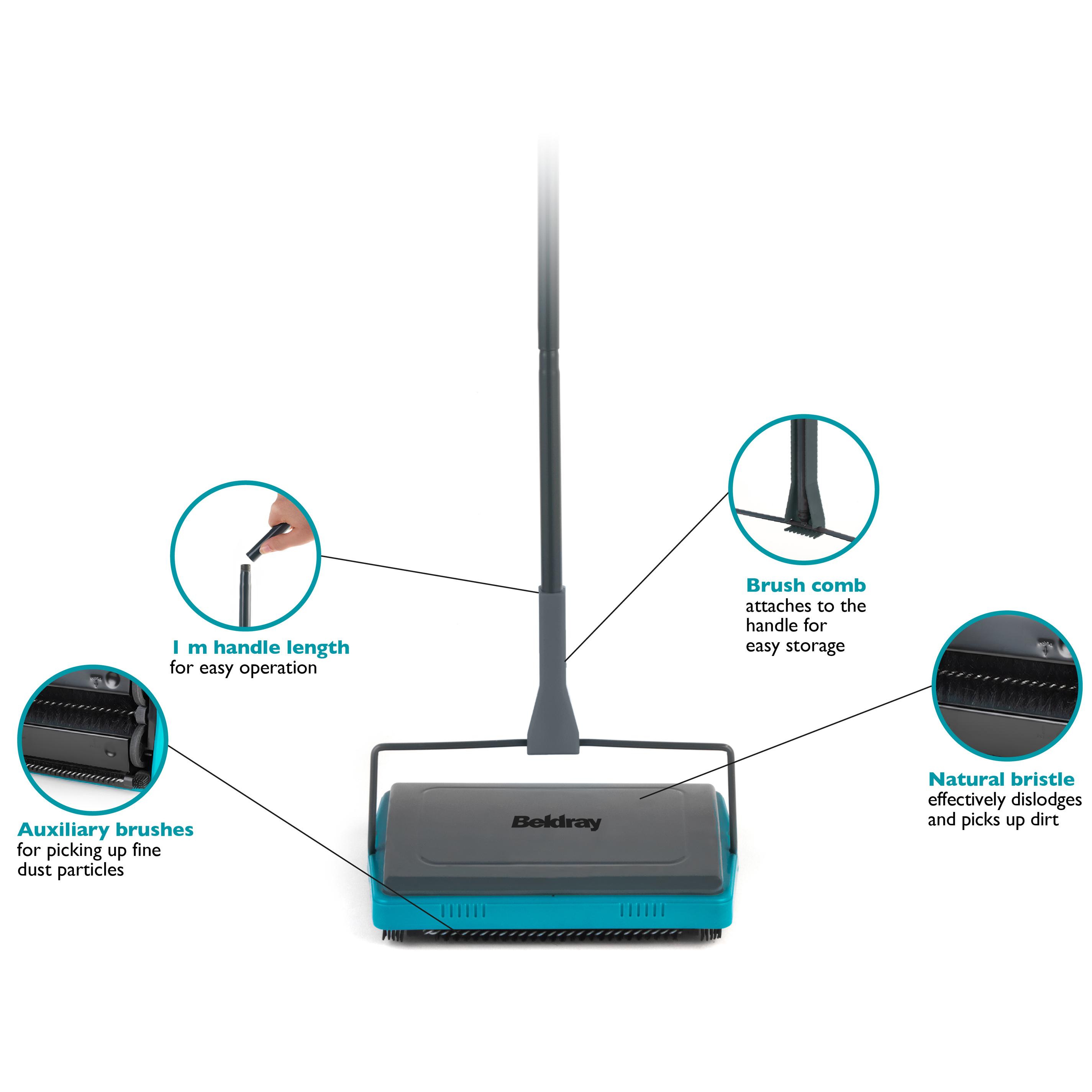 Beldray® LA024855TQ Manual Carpet Sweeper with Brush Comb Perfect for