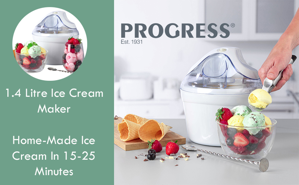Progress EK4390P Compact Electric Ice Cream Maker, Homemade Gelato