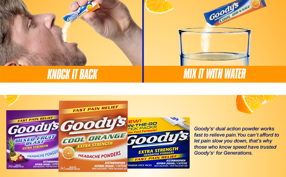 Goody’s Polvo para dolor de cabeza, Naranja (Cool Orange), 1 Salud y Hogar