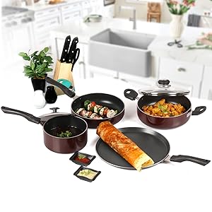 cello, pan, tawa, handi, fry pan, steel lid, nonstick, aluminum, sturdy, trendy